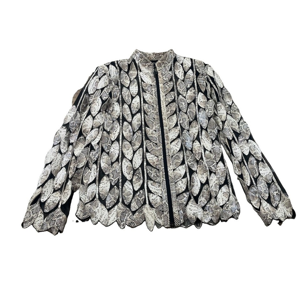 Dakota West Jacket Women's Small Cut Out Leather Leaves Reptile Snake Full Zip